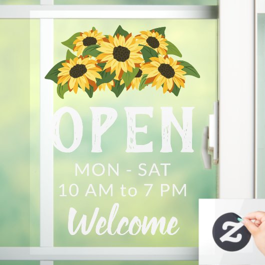 Autocollant Pour Fenêtre Groupe de tournesols brillants Heures d'ouverture (Maison)