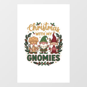 Autocollant Pour Fenêtre Guirlande de Noël Gnomes Canne à Sucre