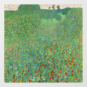 Autocollant Pour Fenêtre Gustav Klimt - Champ de coquelicots