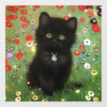 Autocollant Pour Fenêtre Gustav Klimt Kitten<br><div class="desc">Cling de fenêtre avec un chaton Gustav Klimt ! Ce chaton noir porte un collier d'argent et s'assoit dans un champ de fleurs rouges,  bleues,  blanches et jaunes. Un cadeau merveilleux pour les amateurs d'art amoureux des chats et autrichiens !</div>