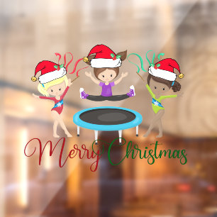 Autocollant Pour Fenêtre Gymnastique Noël mignonne Gymnaste Girls