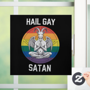 Autocollant Pour Fenêtre Hail Gay Satan Funny Goth Gothique Goat LGBTQ