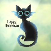 Autocollant Pour Fenêtre Halloween Big Eyes Black Blue Evil Chat (Feuille 3)