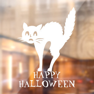 Autocollant Pour Fenêtre Halloween blanc chat noir décorations de texte per