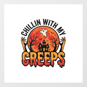 Autocollant Pour Fenêtre Halloween Chillin avec mes Creeps Vintage T-Shirt