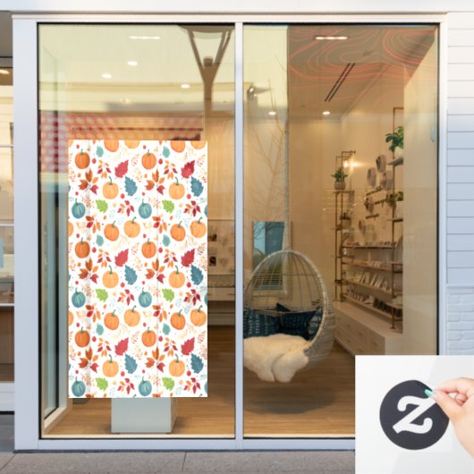 Autocollant Pour Fenêtre Halloween Citrouille et feuille colorés (Vitrine du magasin)
