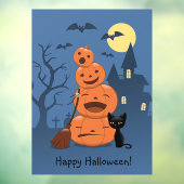 Autocollant Pour Fenêtre Halloween Citrouilles et chat noir (Feuille 3)