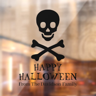 Autocollant Pour Fenêtre Halloween crâne noir effrayant texte personnalisé