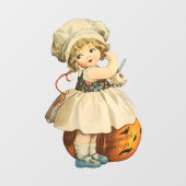 Autocollant Pour Fenêtre Halloween de la pomme de sculpture de fille (Feuille)