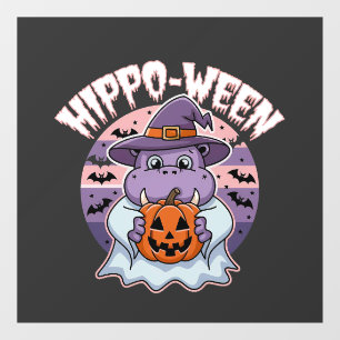 Autocollant Pour Fenêtre Halloween Éffrayant Halloween Moo Deng Hippo fantô