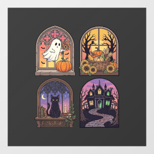 Autocollant Pour Fenêtre Halloween Gothique Fenêtre Fantôme Citrouille Chat