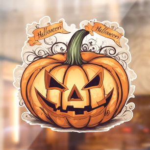 Autocollant Pour Fenêtre Halloween : grosse citrouille -