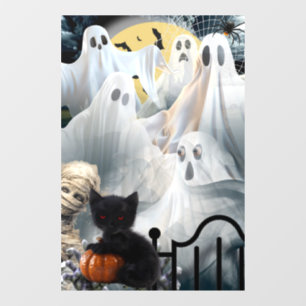 Autocollant Pour Fenêtre Halloween hanté avec des fantômes, maman et Ca noi