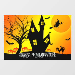 Autocollant Pour Fenêtre Halloween jolie Éffrayante sorcière lunaire orange