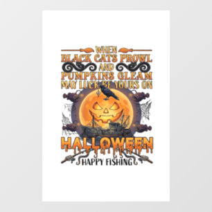 Autocollant Pour Fenêtre Halloween Joyeux Pêche Chats Noirs Citrouilles Cor