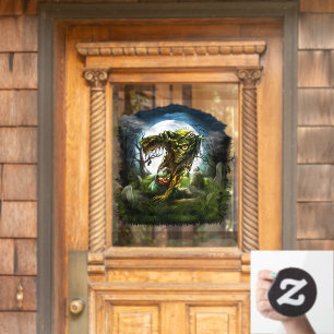 Autocollant Pour Fenêtre Halloween Night Zombie Rising Pleine lune Graveyar