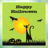 Autocollant Pour Fenêtre Halloween Pleine lune de chat noir (Feuille 3)