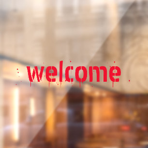 Autocollant Pour Fenêtre Halloween rouge sang bienvenue texte personnalisé