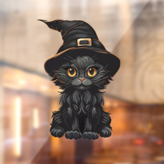 Autocollant Pour Fenêtre Halloween Sorcières Chat Noir Cling de la fenêtre
