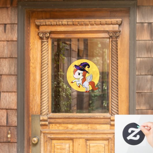 Autocollant Pour Fenêtre Halloween Unicorn Pegasus Witch (Porte d'accueil)