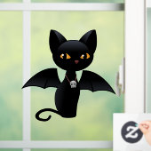 Autocollant Pour Fenêtre Halloween Vampire Chat noir avec ailes (Maison)