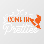 Autocollant Pour Fenêtre Halloween Venez Dans Mes Jolies Sorcière (Feuille)