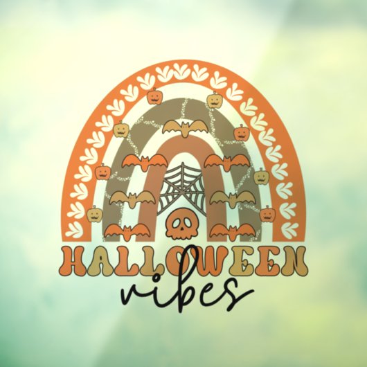 Autocollant Pour Fenêtre Halloween Vibes Boho Arc-en-ciel Automne Halloween (Feuille 3)