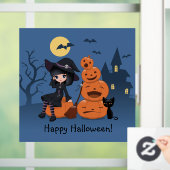 Autocollant Pour Fenêtre Halloween Witch, Chat noir et Citrouille (Maison)