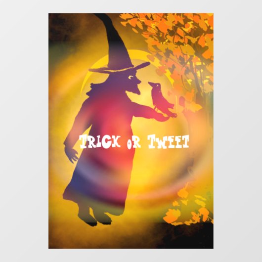 Autocollant Pour Fenêtre Halloween Witch et Black Bird Trick ou Tweet (Feuille)