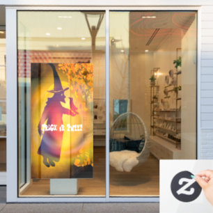 Autocollant Pour Fenêtre Halloween Witch et Black Bird Trick ou Tweet Win