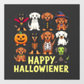 Autocollant Pour Fenêtre Hallowiener Éffrayant Halloween Chien Weiner (Feuille)