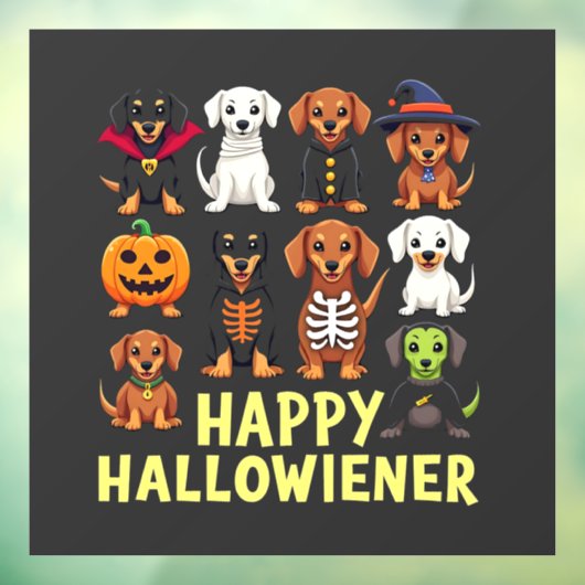 Autocollant Pour Fenêtre Hallowiener Éffrayant Halloween Chien Weiner (Feuille 3)