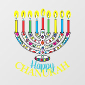 Autocollant Pour Fenêtre Hanoukka Colorful Menorah fenêtre Clouer (Feuille)