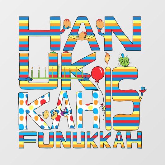 Autocollant Pour Fenêtre Hanoukka est Funukkah Window Cling (Feuille)
