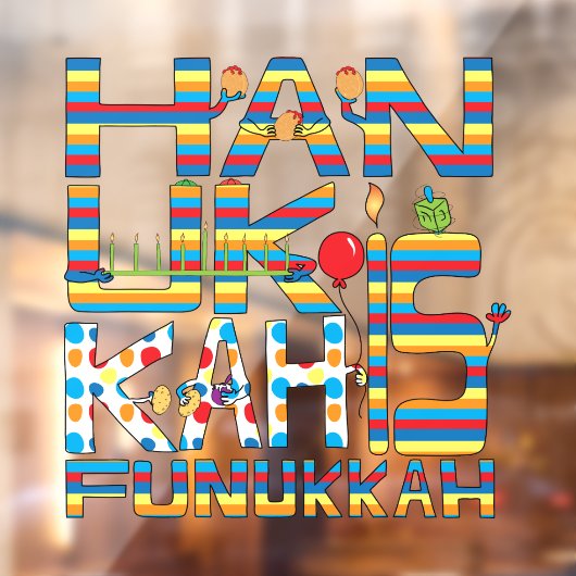 Autocollant Pour Fenêtre Hanoukka est Funukkah Window Cling (Feuille 2)