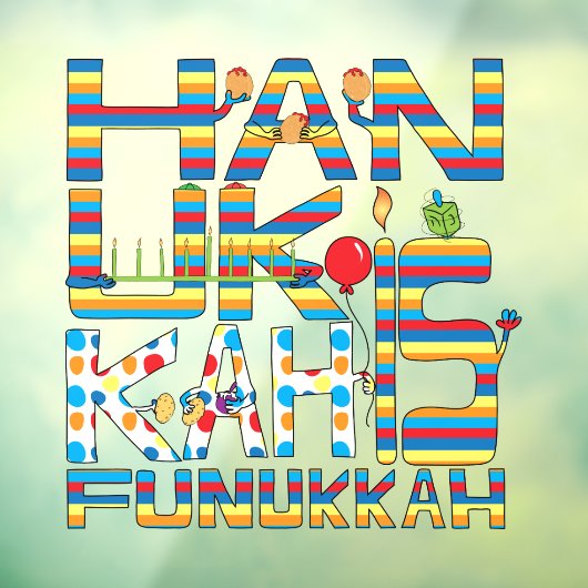 Autocollant Pour Fenêtre Hanoukka est Funukkah Window Cling (Feuille 3)