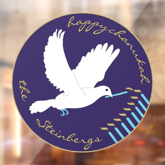 Autocollant Pour Fenêtre Hanoukka est Love Dove Window Cling (Feuille 2)