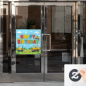 Autocollant Pour Fenêtre Happy birthday construction builder theme (Porte de bureau)