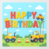 Autocollant Pour Fenêtre Happy birthday construction builder theme (Feuille)