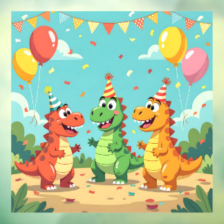 Autocollant Pour Fenêtre Happy birthday dinosaurs theme