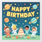 Autocollant Pour Fenêtre Happy birthday space theme (Feuille)