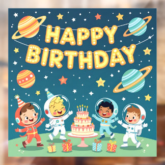 Autocollant Pour Fenêtre Happy birthday space theme