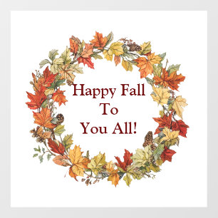 Autocollant Pour Fenêtre Happy Fall Wreath Window Cling