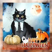 Autocollant Pour Fenêtre Happy Halloween Chat et Citrouilles (Feuille 2)