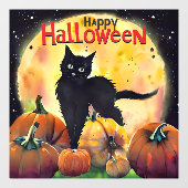 Autocollant Pour Fenêtre Happy Halloween Chat et Citrouilles (Feuille)