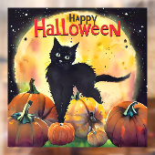 Autocollant Pour Fenêtre Happy Halloween Chat et Citrouilles (Feuille 2)
