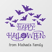 Autocollant Pour Fenêtre Happy Halloween chauves-souris violet cool éffraya (Feuille)