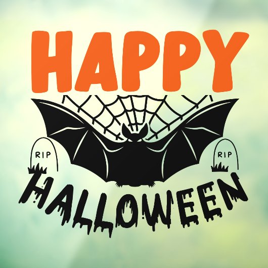 Autocollant Pour Fenêtre Happy Halloween Éffrayant chauve-souris (Feuille 3)