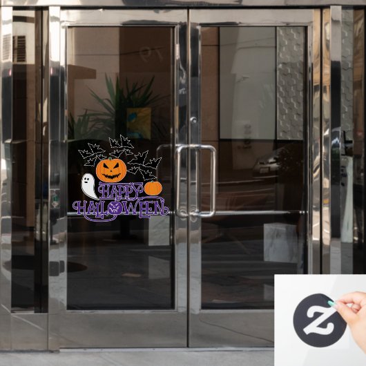 Autocollant Pour Fenêtre Happy Halloween fantôme citrouille chauve-souris t (Porte de bureau)