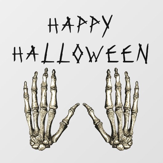 Autocollant Pour Fenêtre Happy Halloween Skeleton Mains (Feuille)